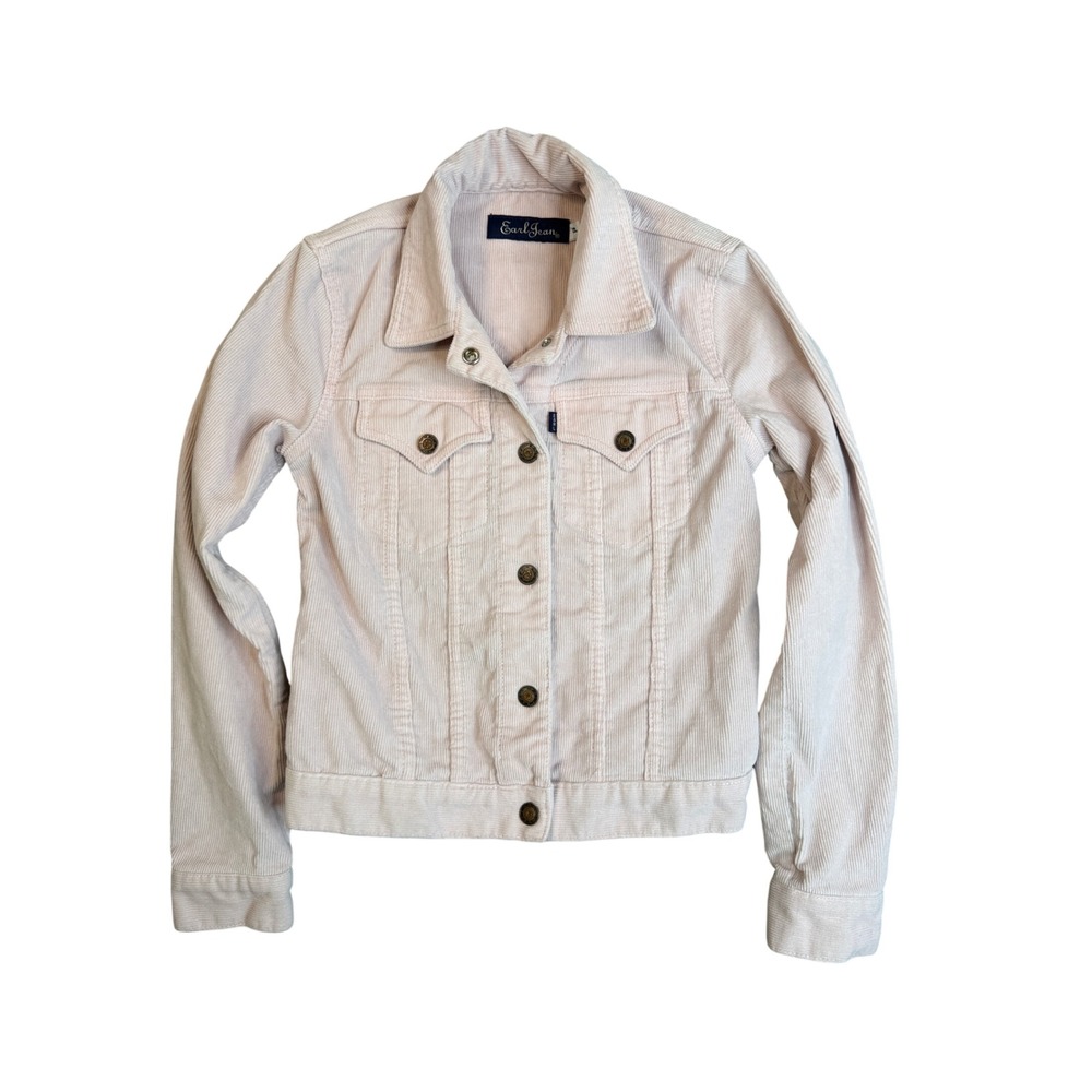 Vintage 90s Y2K Earl Jeans Pink Corduroy Trucker Jacket Womens P Boho Western
